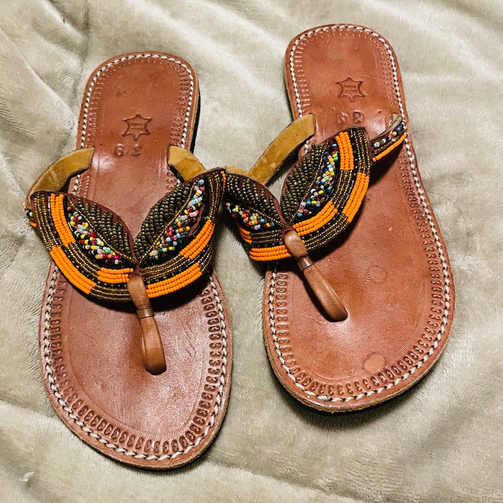 Lot of 2 handmade African sandals